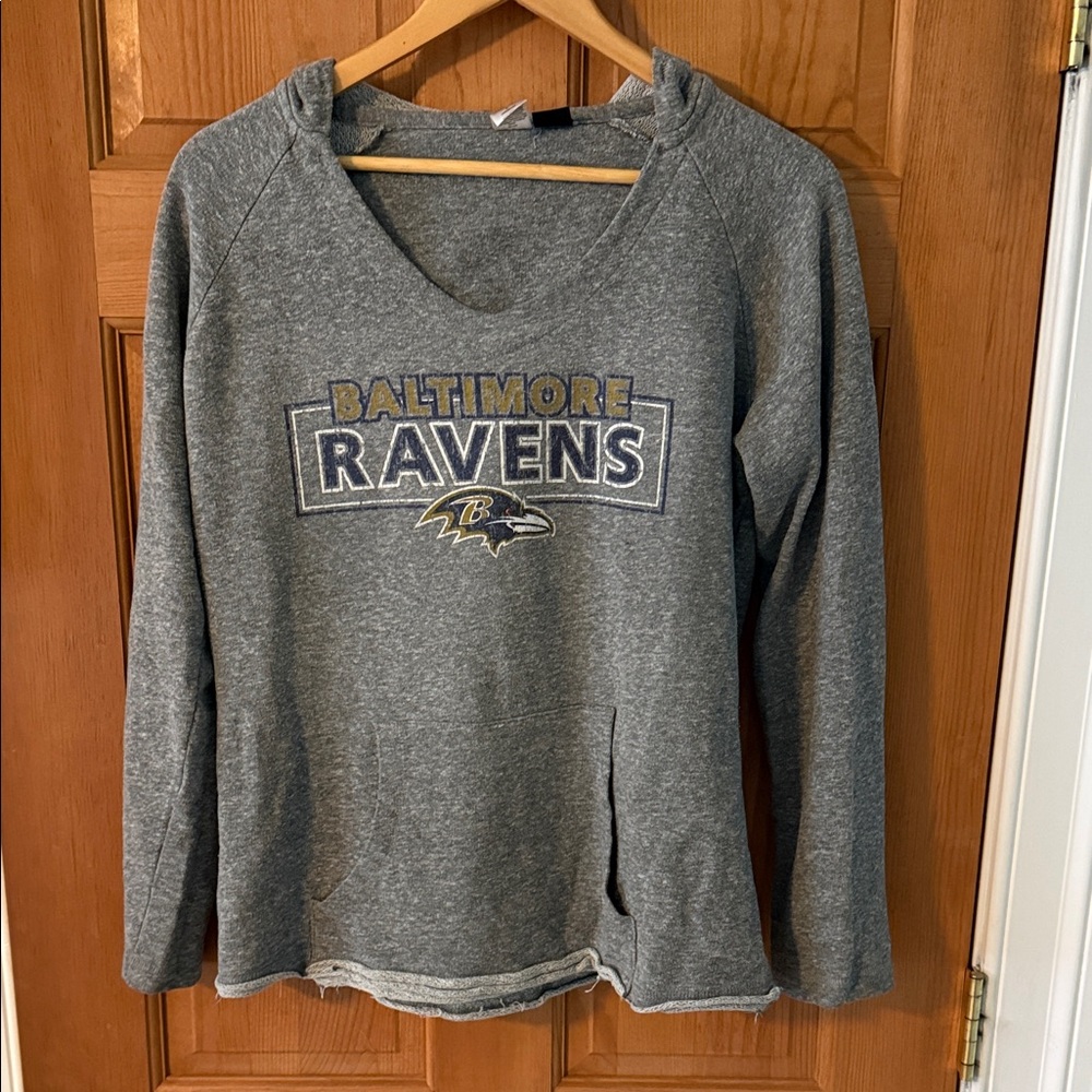 NFL Baltimore Ravens Football Team Size Large Gray Hoodie Unisex Sweatshirt